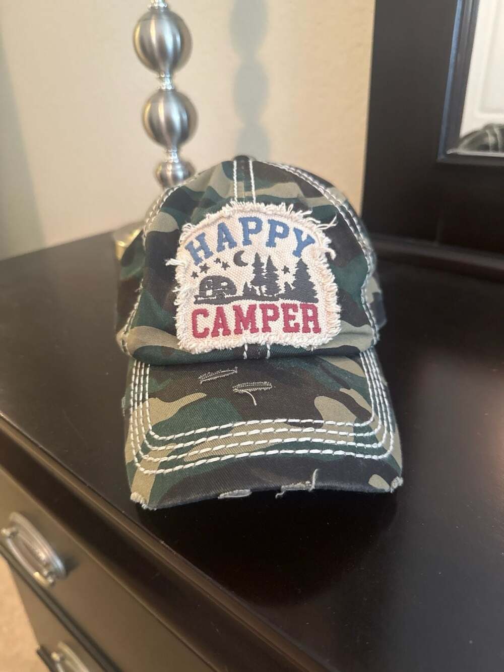 KBETHOS Vintage Happy Camper Distressed Camouflage Baseball Cap Hat
